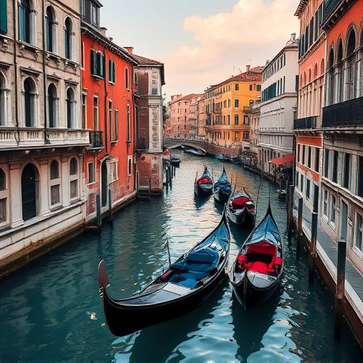 Scorcio di Venezia con gondole che navigano lungo il Canal Grande
